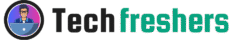 Tech Freshers logo featuring a cartoon boy with a laptop, representing IT students and freshers