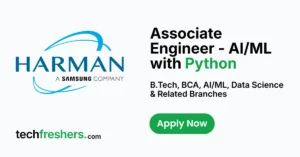 HARMAN Associate Engineer AI/ML with Python hiring for fresh graduates in Bangalore
